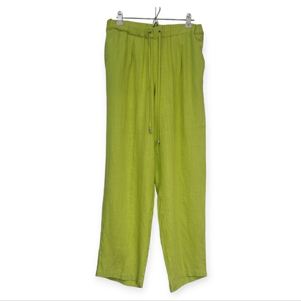 Ashley Stewart neon Green draw string elastic waist pull-on pants , size 12
